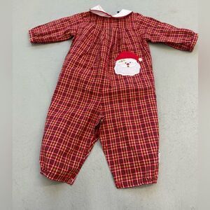 The Bailey Boys Christmas Santa plaid jumpsuit 2t d09